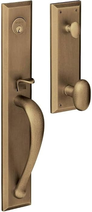 Baldwin 6403050ENTR Satin Brass and Black Images, Cody Cody Style Full Escutcheon Single Cylinder... | Amazon (US)