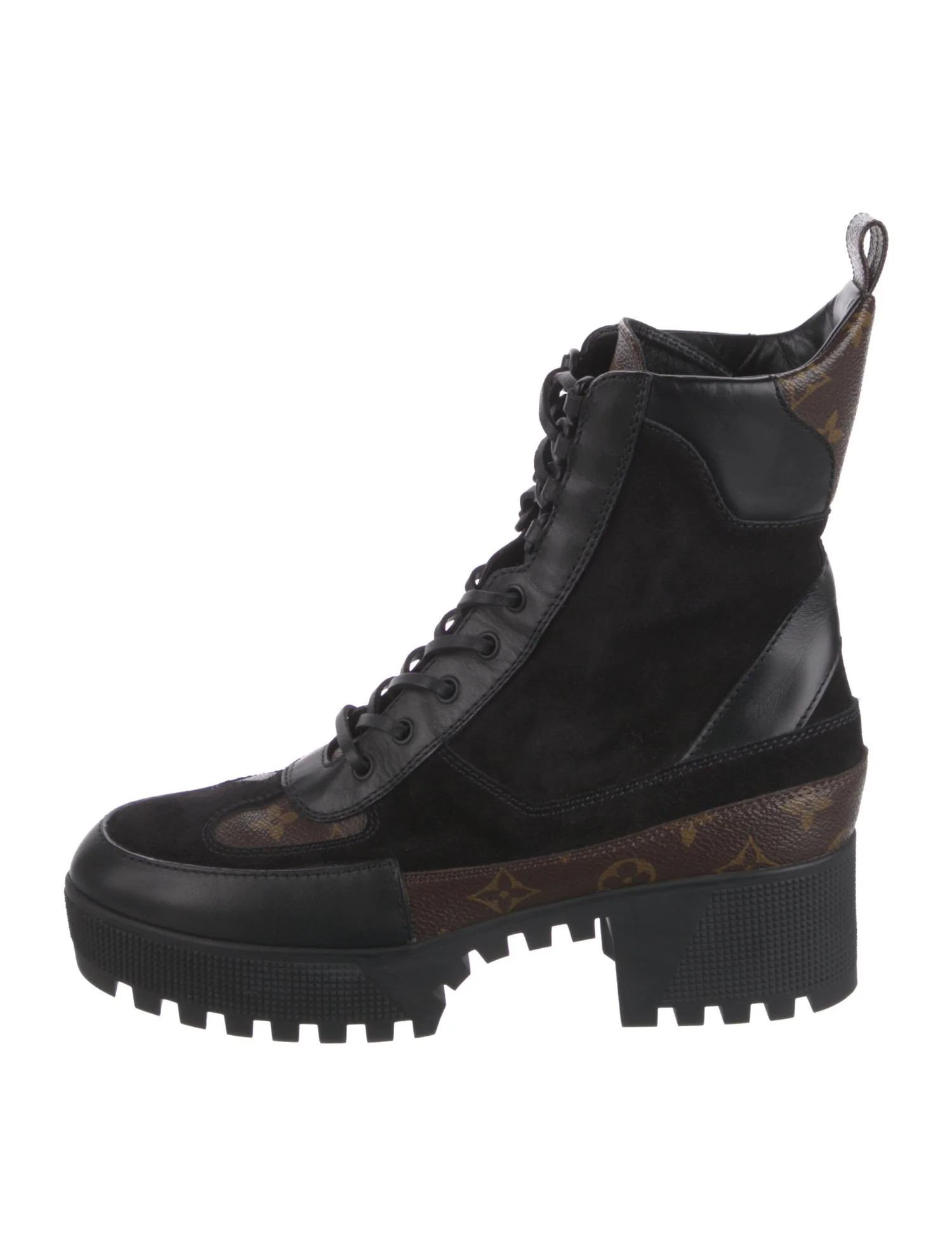 LV Monogram Suede Combat Boots | The RealReal