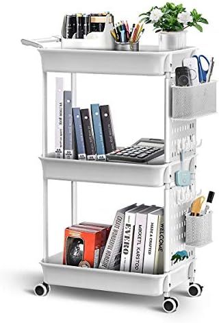 ADOVEL 3 Tier Rolling Cart, Utility Carts with Wheels, Removable Storage with DIY Pegboard, Troll... | Amazon (US)