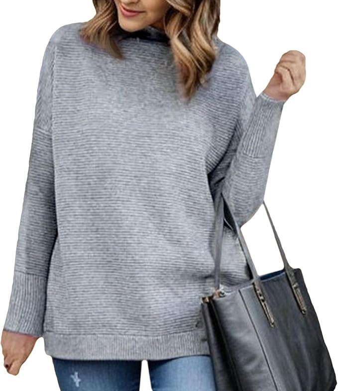 CHICWISH Women's Linen/White/Grey Cozy Ribbed Long Sleeve Turtleneck Knit Top Pullover Sweater | Amazon (US)