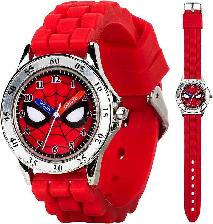 Accutime Spiderman Time Teacher Watch for Kids - Red Silicone Strap, Easy-to-Read Dial, Water Res... | Amazon (US)