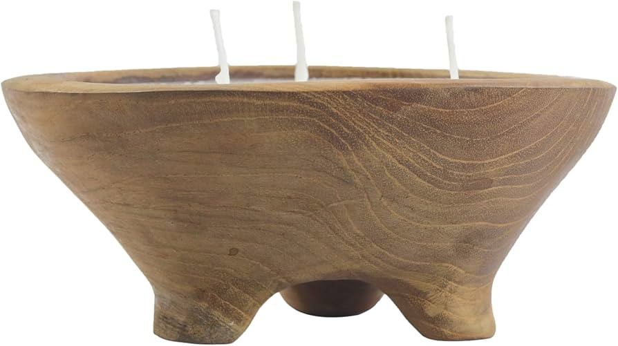 A&B Home Wooden Dough Bowl Soy Candle - Hand Craved Wood Bowl Candle for Table Centerpiece Decor,... | Amazon (US)