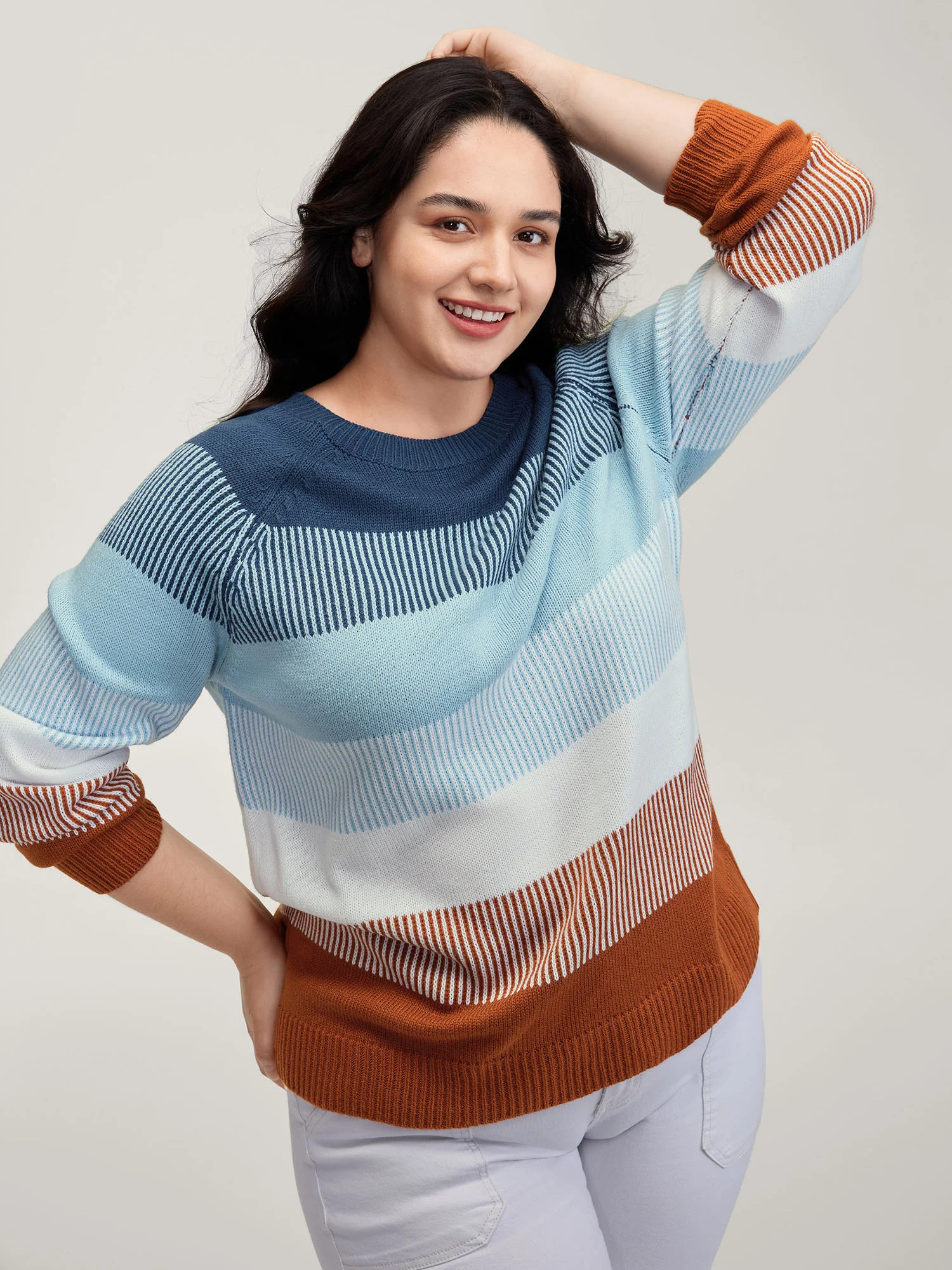 Color Stripes Textured Pullover | Bloomchic