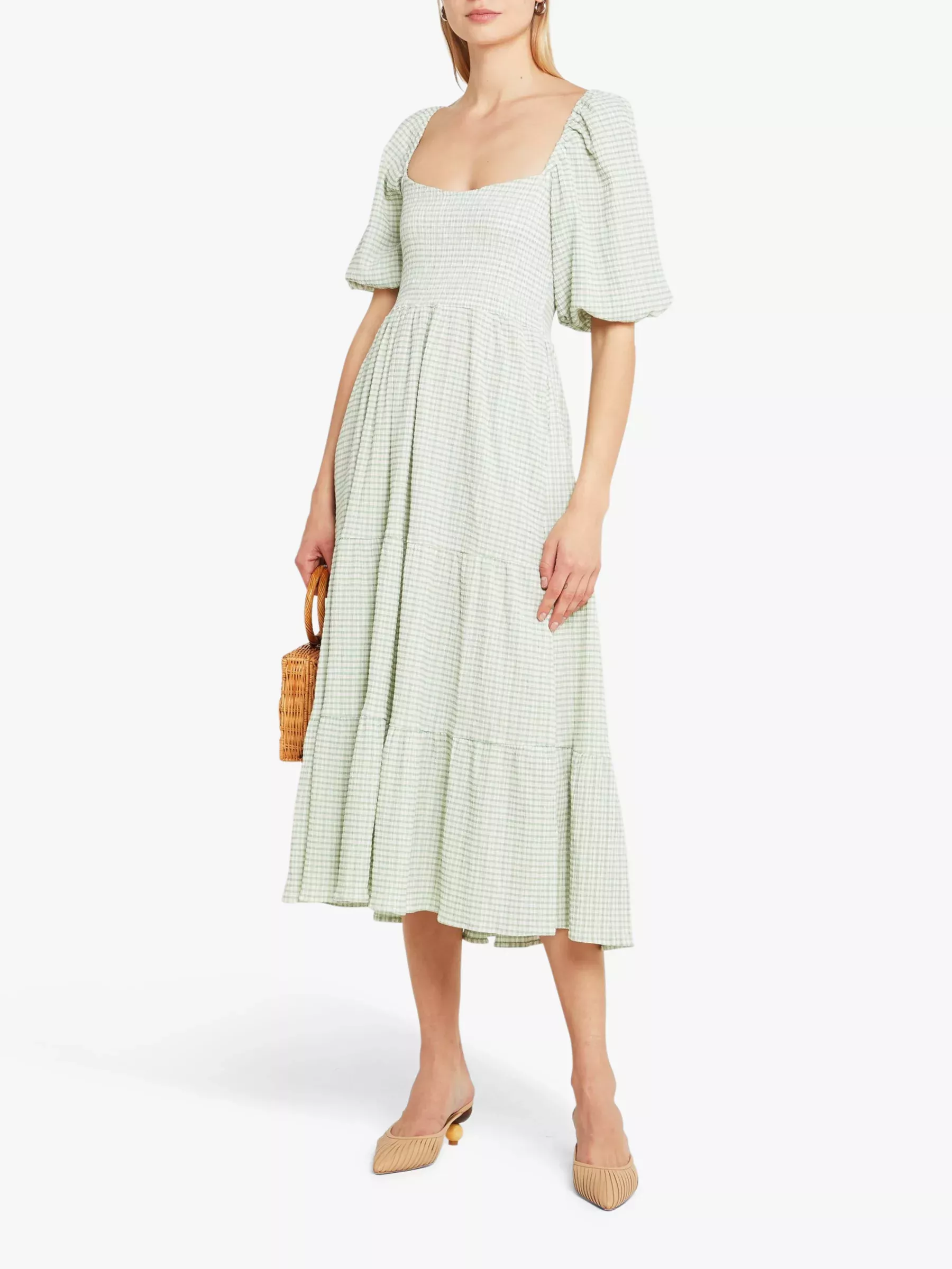 Green Gingham Starlight Midi Dress