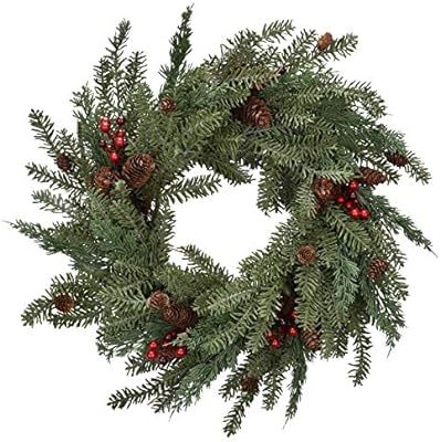 Cloris Art Christmas Wreaths for Front Door - Artificial 22 Inch Pine/Berry Decorative Wreath for... | Amazon (US)