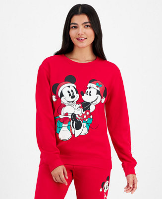 Juniors' Mickey & Minnie Holiday Graphic Crewneck Sweatshirt | Macy's