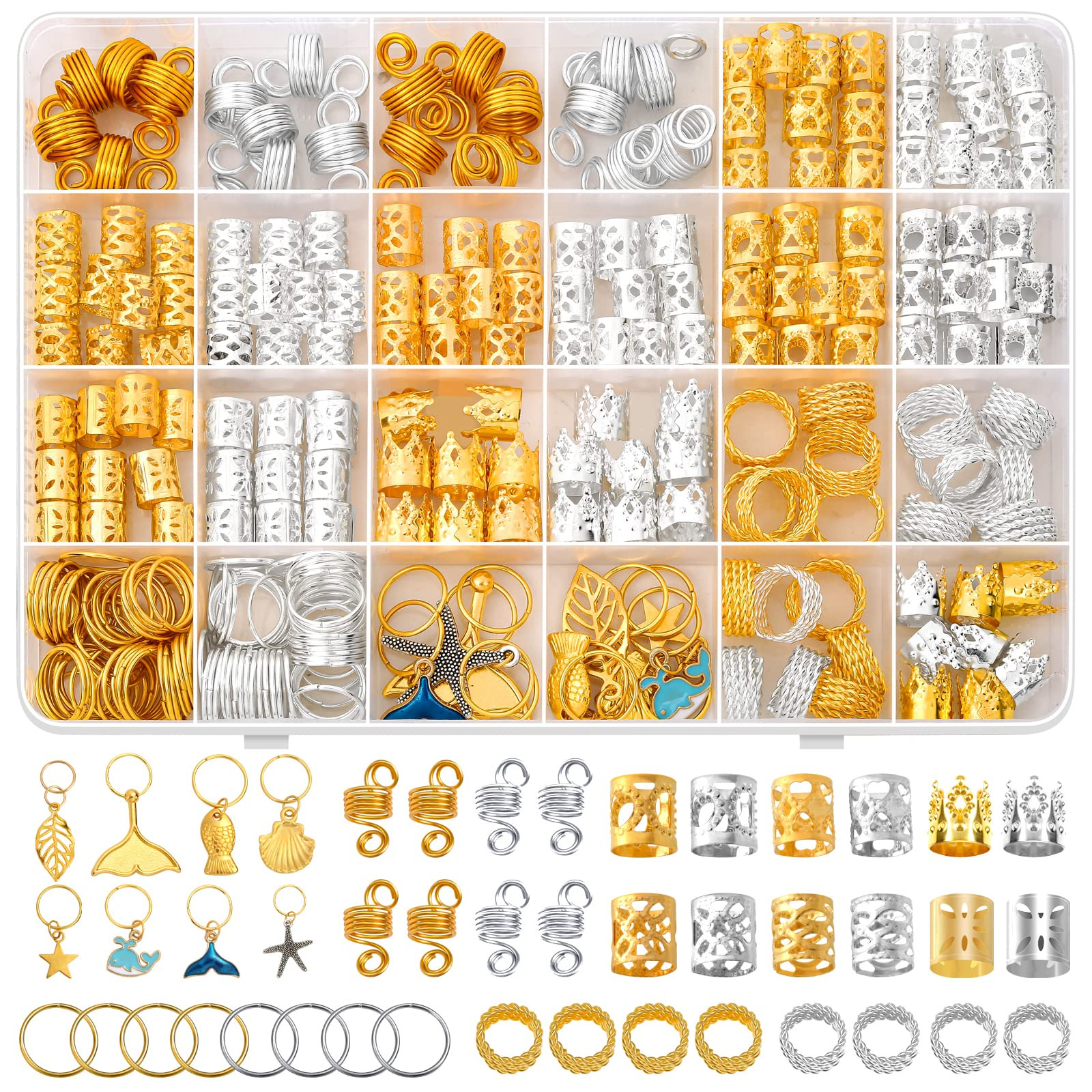 292Pcs Hair Jewelry for Braids, Gold And Silver Dreadlock Jewelry Accessories, Loc Decoration for... | Amazon (US)