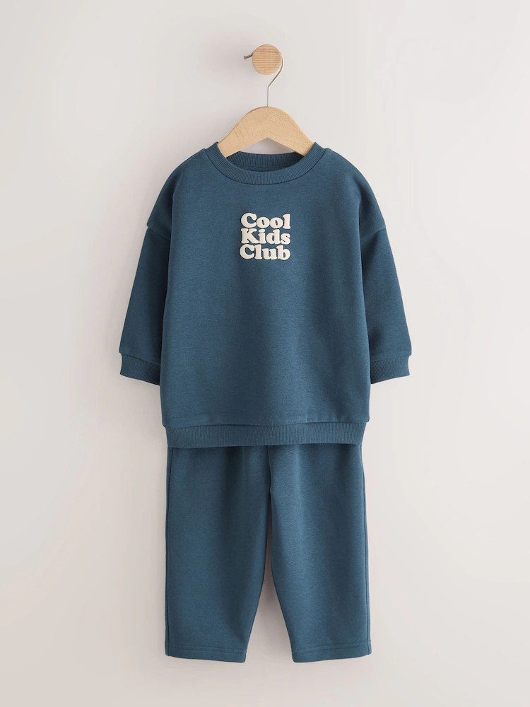 Dark/Blue Semi Plain Crew Neck Joggers Set (3mths-7yrs) | Next US