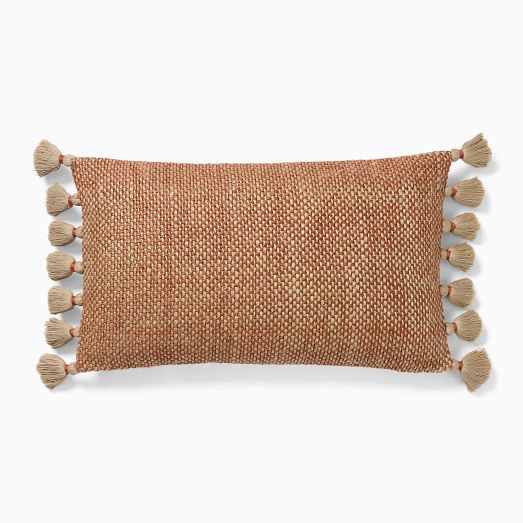 Two-Tone Chunky Linen Tassels Pillow Cover | West Elm (US)