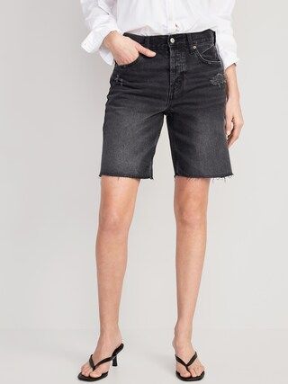 High-Waisted Slouchy Button-Fly Cut-Off Jean Shorts for Women -- 9-inch inseam | Old Navy (US)