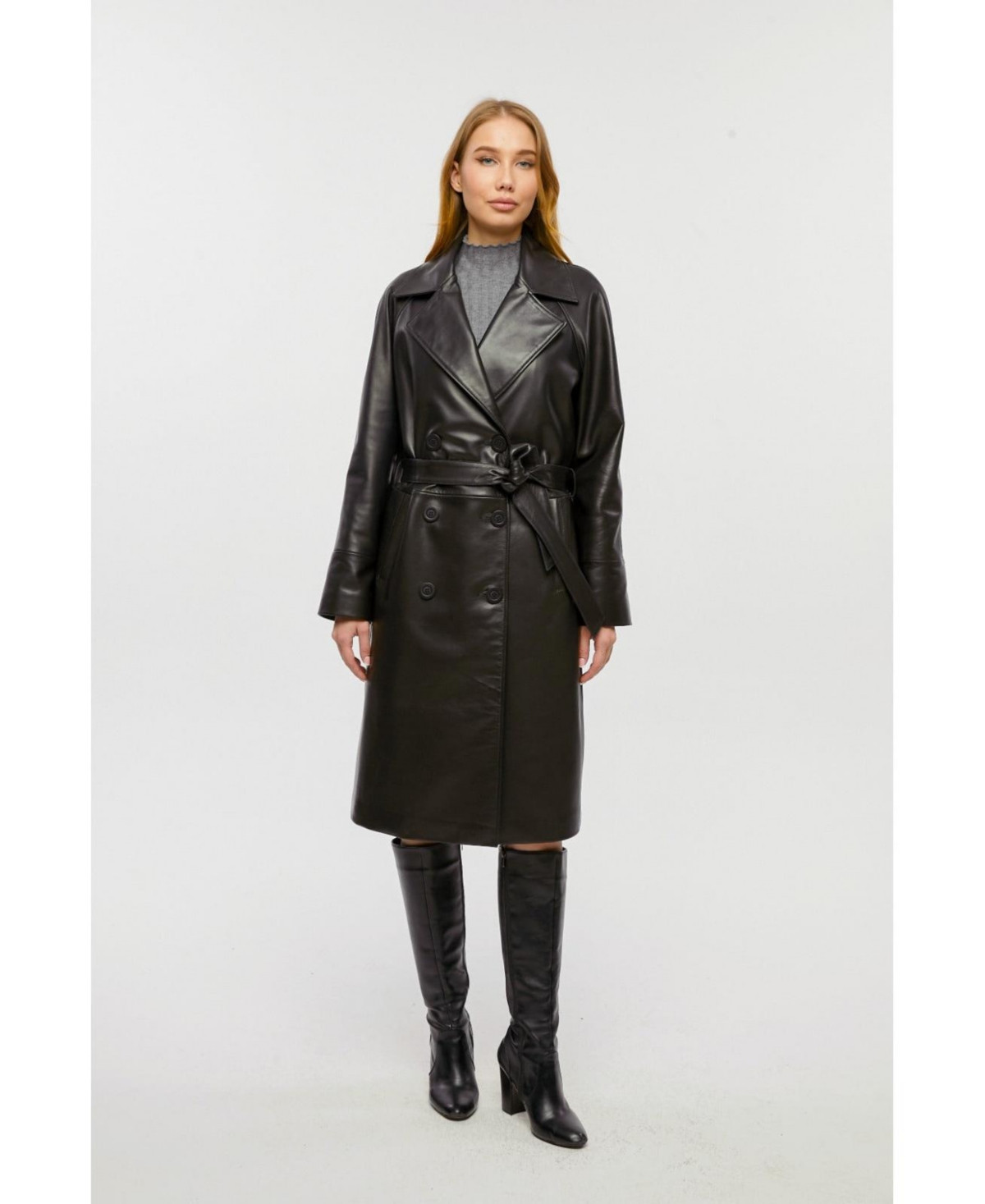 Women's Leather Trench Coat, Black - Black | Macy's