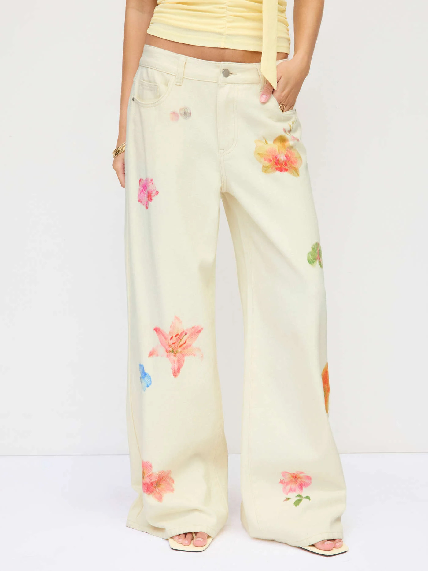 Velvet Floral Lace Trim Drawstring Cropped Bloomer Pants \u00a338.00 | Cider
