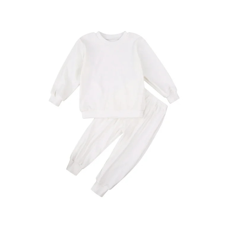 ZIYIXIN 2Pcs Toddler Baby Girl Boy Solid Sweatsuit Set Basic Knit Pullover Tops Pants Fall Winter... | Walmart (US)