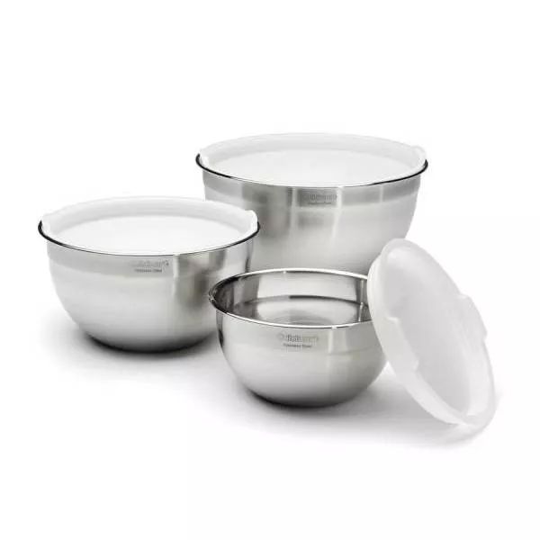 Cuisinart Set of 3 Stainless Steel Mixing Bowls with Lids | Target