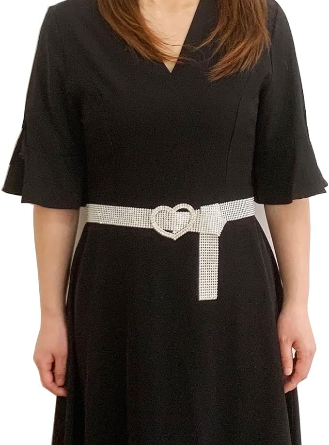 LAM GALLERY Bling Crystal Waist Belt for Dress Womens Shiny Rhinestone Waistband Belts with Buckl... | Amazon (US)