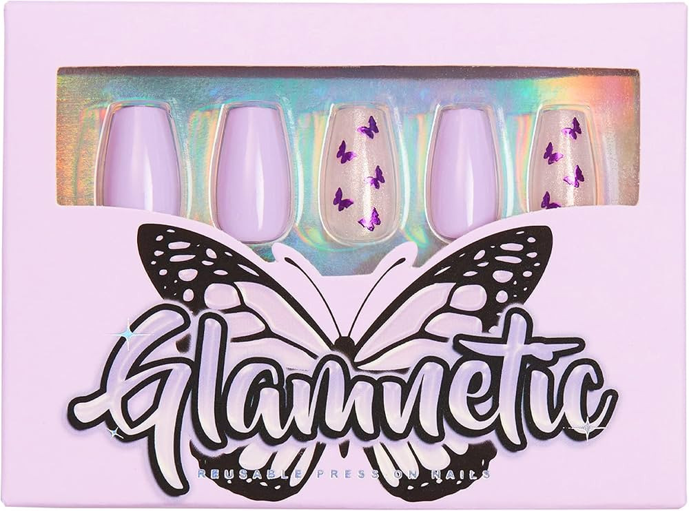 Glamnetic Press On Nails - Mariposa | Glossy Short Coffin Nails with Salon UV Finish, Reusable Op... | Amazon (US)