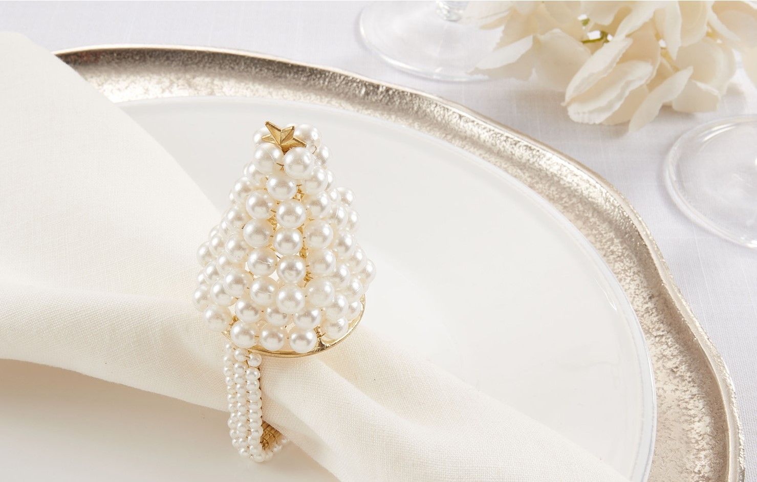 PEARL CHRISTMAS TREE NAPKIN RINGS - SET OF 4 - 305 Deco Living | 305 Deco Living & Co