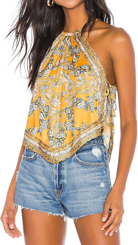 Womens Slim Fit Camisole Tank Top Vest Y2k Graphic Floral Print Summer Sleeveless Going Out Aesth... | Amazon (US)