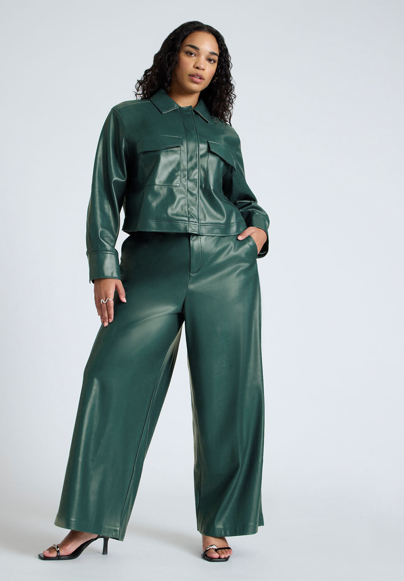 Wide Leg Faux Leather Pant | Eloquii