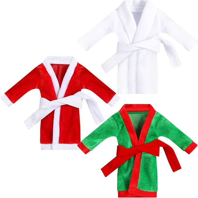 3 Pieces Christmas Elf Bathrobe Santa Clothing for Elf Sleeping Clothing for Doll Xmas Decoration... | Amazon (US)