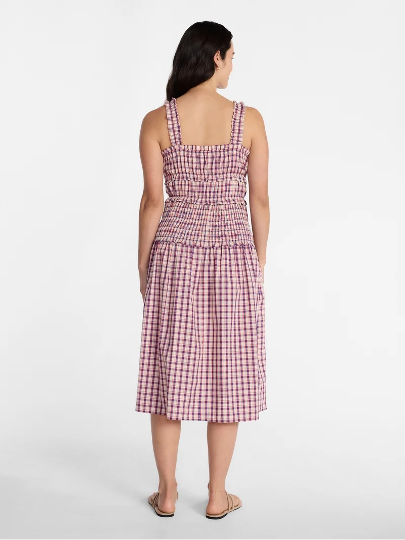 Time and Tru Women's and Women's Plus Sleeveless Smocked Peasant Midi Dress, Sizes XS-4X | Walmart (US)