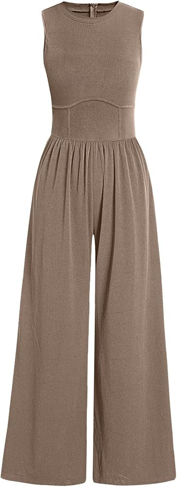 ANRABESS Womens Jumpsuits Dressy Summer Casual One Piece Outfits High Neck Tank Top Wide Leg Pant... | Amazon (US)