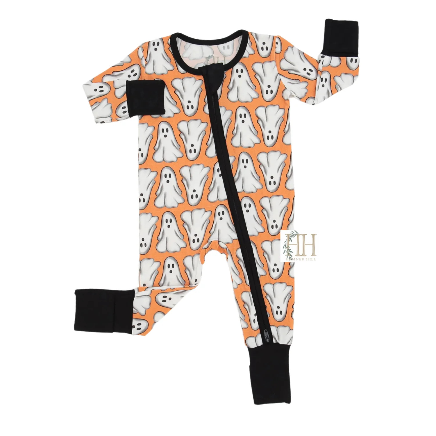 Orange Ghost Double Zipper Romper | Hamner Hill