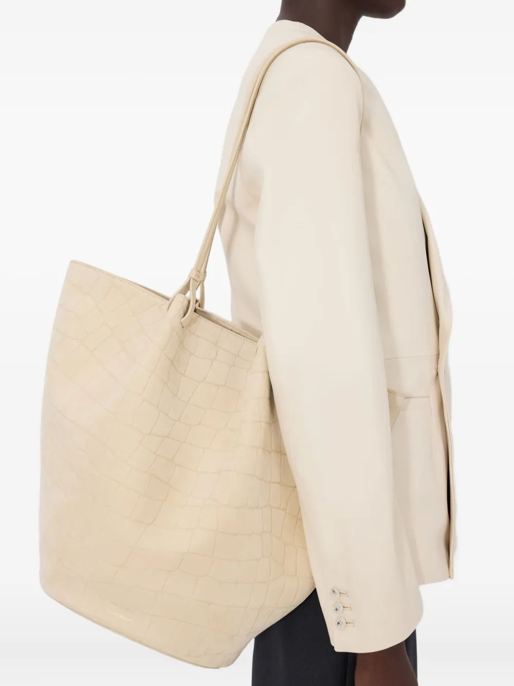 LouLou de Saison Rudy embossed-logo tote bag - Neutrals | Farfetch Global