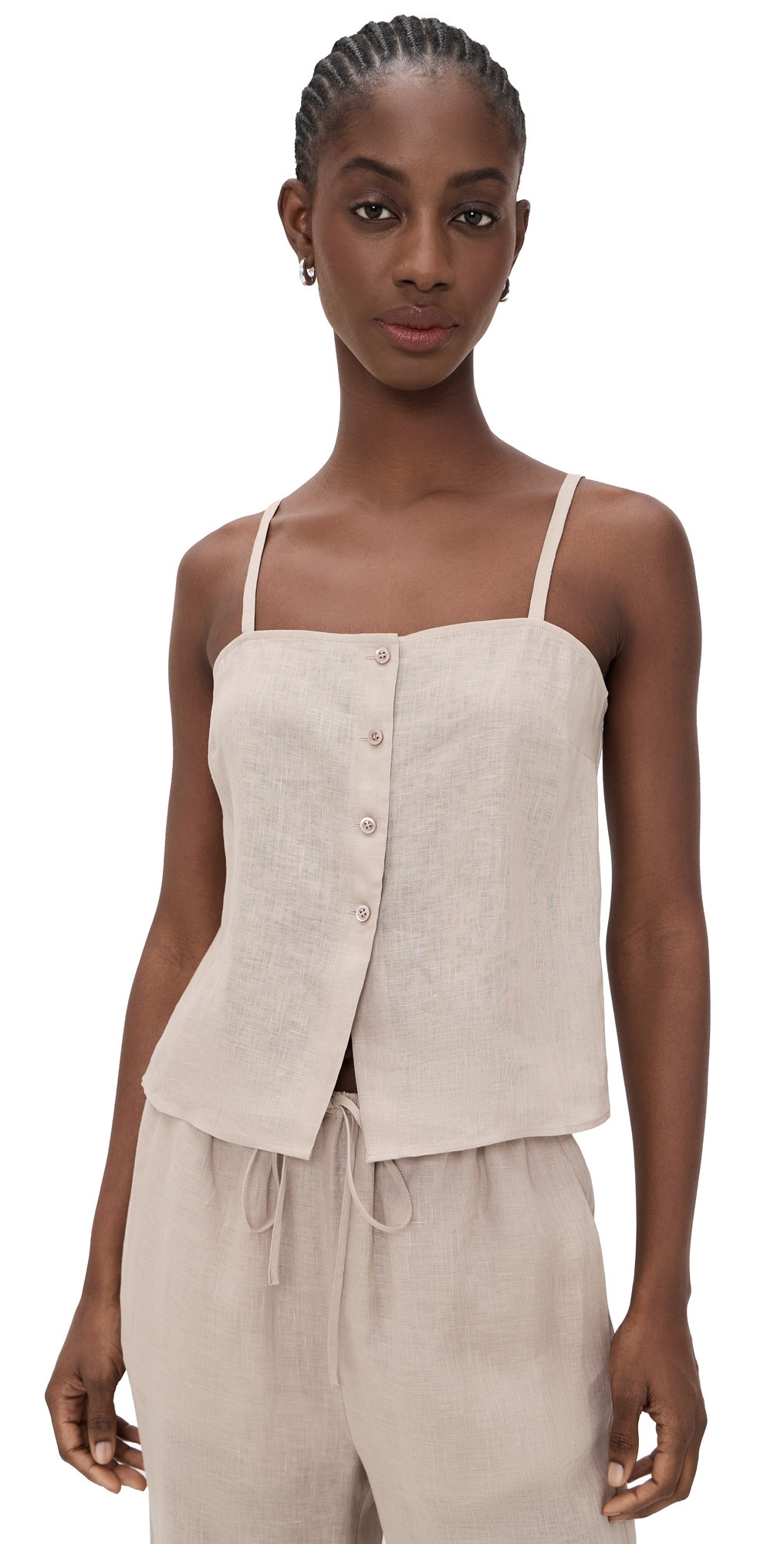 FRAME The Linen Button Cami Flax L | Shopbop