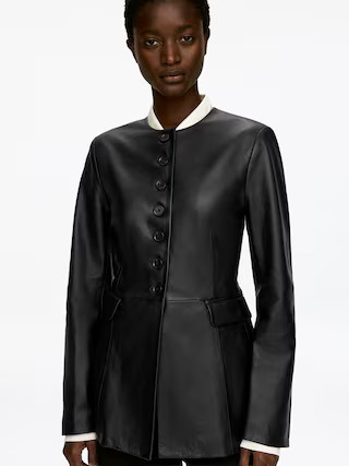 Collarless Leather Blazer | Arket UK