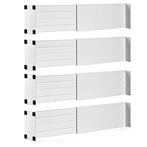 Dial Industries, Inc. Adjustable Spring Loaded Drawer Dividers, Set of 4, 4.5" Deep, White | Amazon (US)