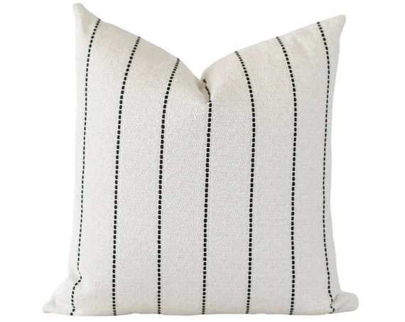 White and Black Stripe Pillow Cover White Pillow Cover With | Etsy | Etsy (US)