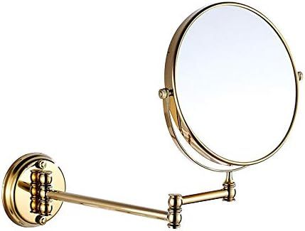 7Trees 8-Inch Retro Bathroom Folding Wall Mount Make-Up Mirror Flip Telescopic Beauty Mirror (Gold) | Amazon (US)