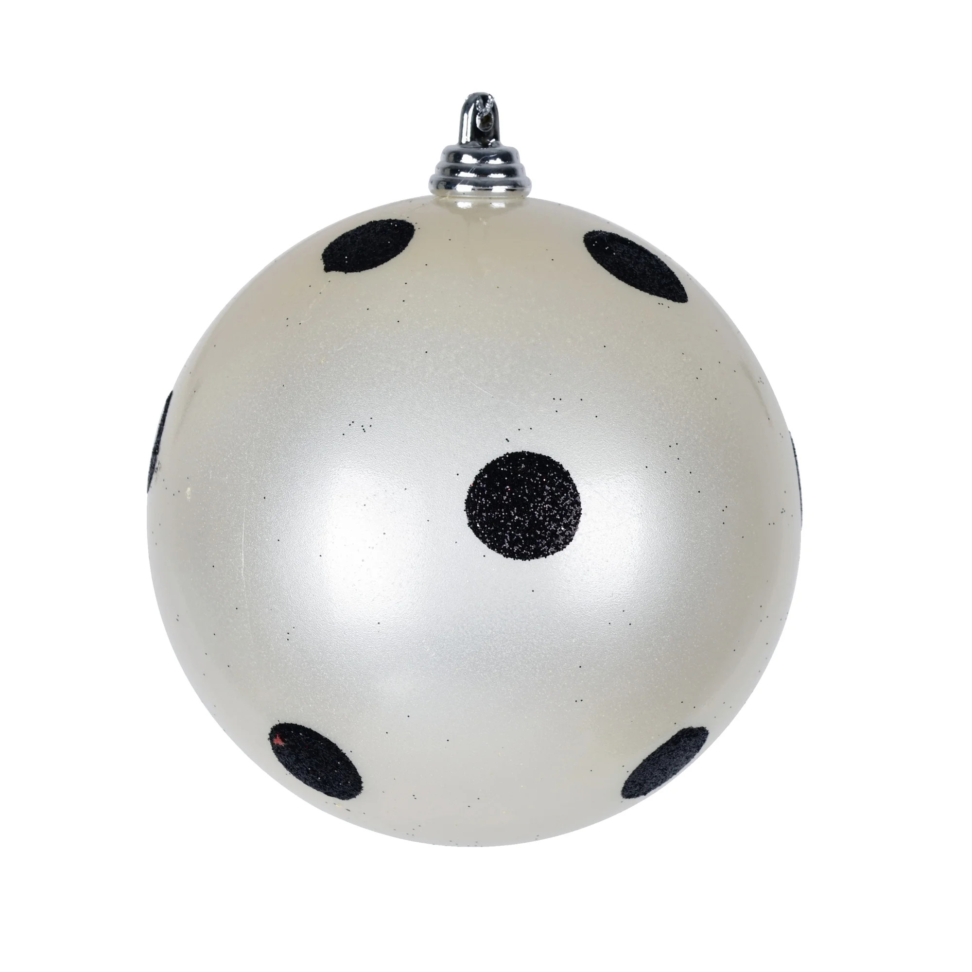Vickerman 4" White Candy Finish Ball Ornament with Black Glitter Dots, 6 per Bag | Walmart (US)