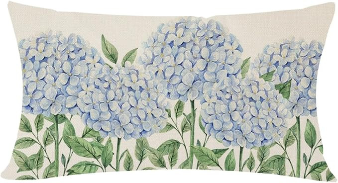 PANDICORN Blue Hydrangea Spring Throw Pillow Covers 12x20 Inch Outdoor Spring Summer Decor Farmho... | Amazon (US)