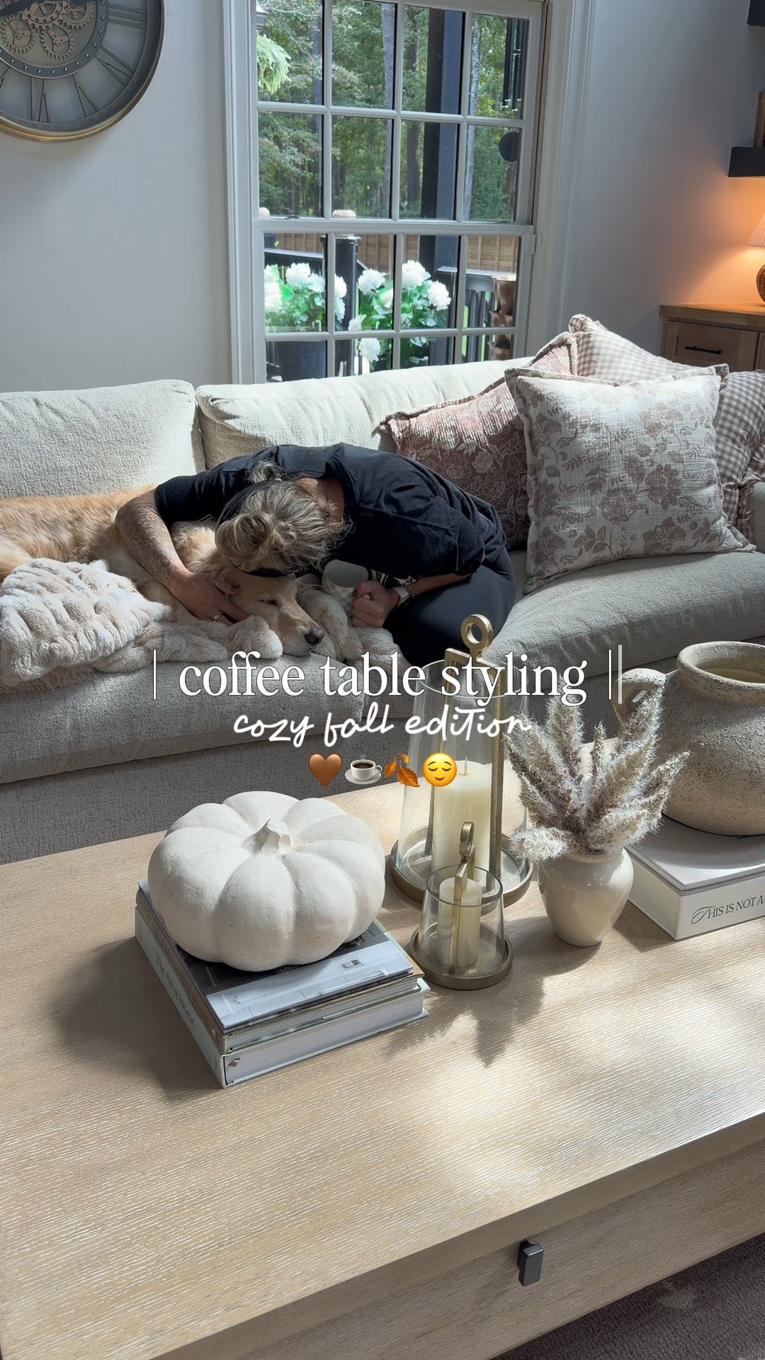 Fall living room coffee table views🫶🏼🍁🍂 very neutral b/c my built ins are pretty bold! Linked everything I could 😚 hope this gives some inspo! 

@Target @Pottery Barn @TJ Maxx / fall home styling / cozy / decorate with me / Holley Gabrielle / vlog

#LTKvlog #LTKSeasonal #LTKHome