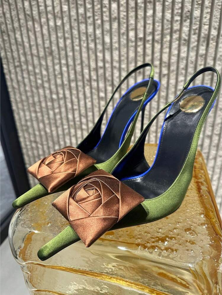 Gorgeous Pointed Toe Stiletto High Heel Shoes, Women's 2026 Spring New Backless Floral Sandals, Sexy & Elegant | SHEIN