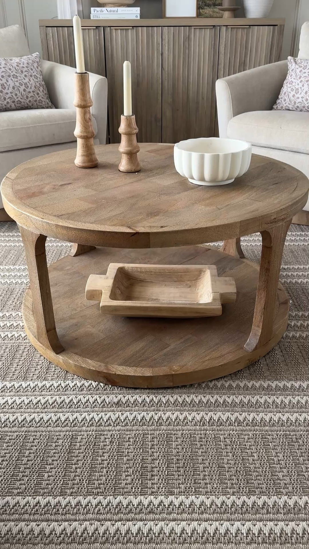 Round coffee table back in stock!
Chairs are discontinued 

Living room, coffee table, area rug, neutral rug, table lamp, table decor, throw pillow, wall mirror, home decor 

#LTKHome #LTKSaleAlert
