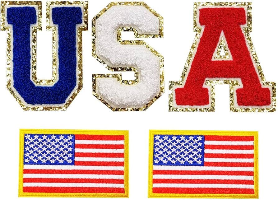 3 Pcs Iron on Letter Patches Sew On USA Patches, 2 Pcs Tactical American Flag Patch w/Hook and Lo... | Amazon (US)