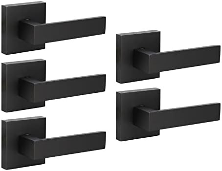 KNOBWELL 5 Pack Single Sided Matte Black Heavy Duty Door Lever Dummy Door Handle Set Door Hardware,  | Amazon (US)