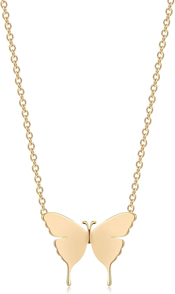 Mevecco Gold Dainty Initial Necklace 18K Gold Plated Butterfly Pendant Name Necklaces Delicate Ev... | Amazon (US)