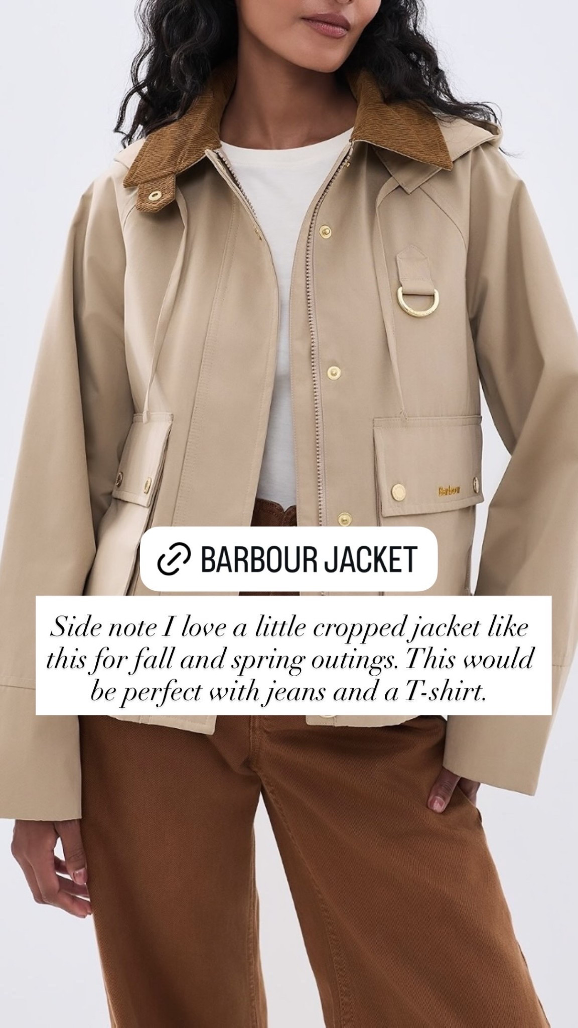 Side note I love a little cropped jacket like this for fall and spring outings. This would be perfect with jeans and a T-shirt.