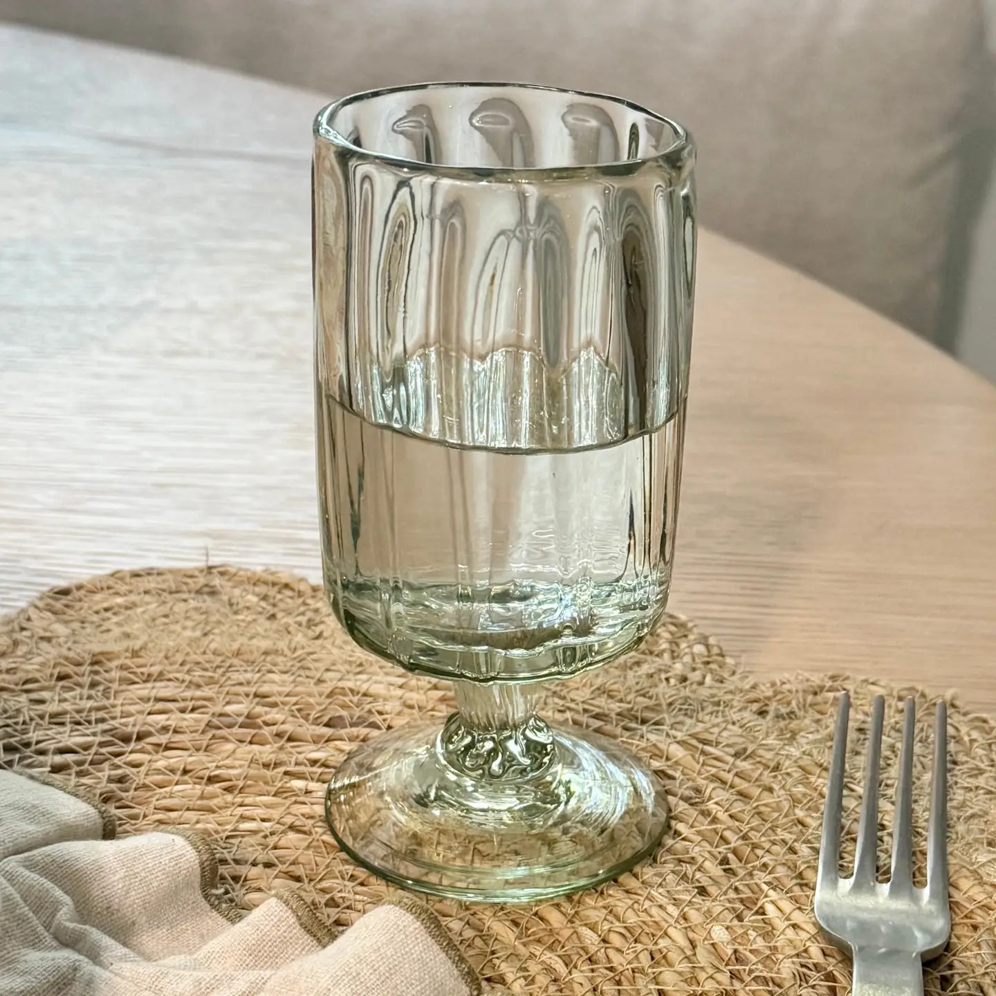 Ribbed Footed Drinking Glass | Cottage and Key