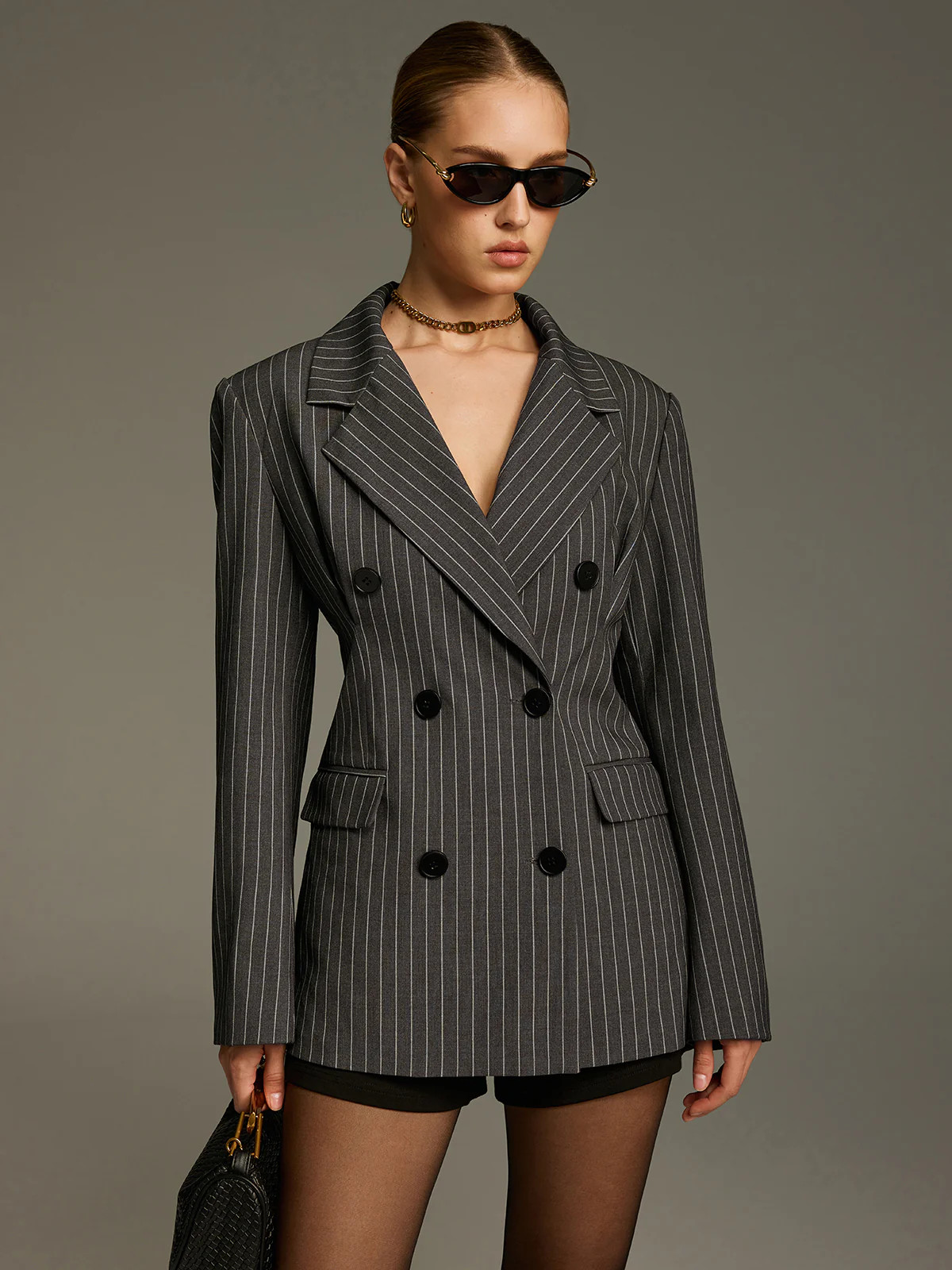 Pinstripe Double-Breasted Blazer | Commense