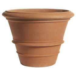 Lupa Rustic Lodge Brown Terracotta Handcrafted Round Ribbed Planter - Medium | Kathy Kuo Home