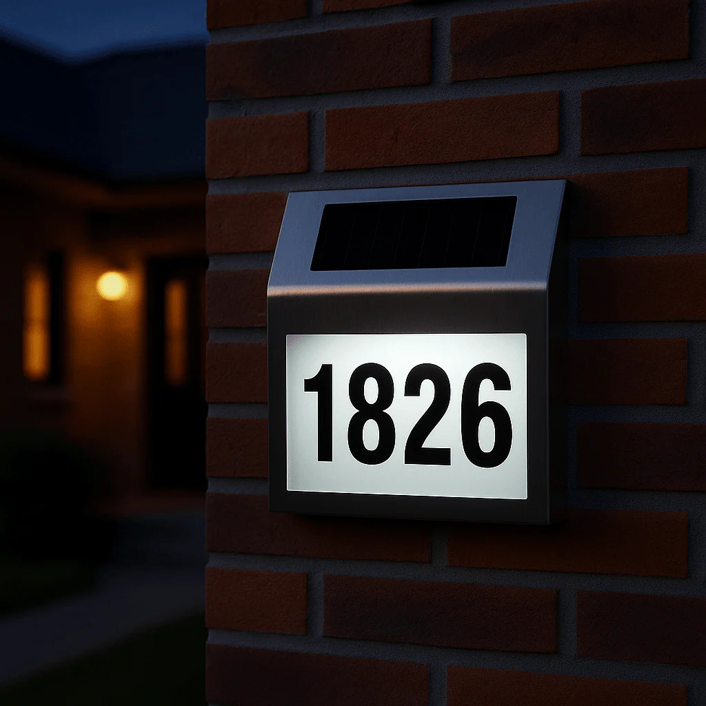Solar LED Address Sign - Stainless Steel House Number Light with White | Zulily