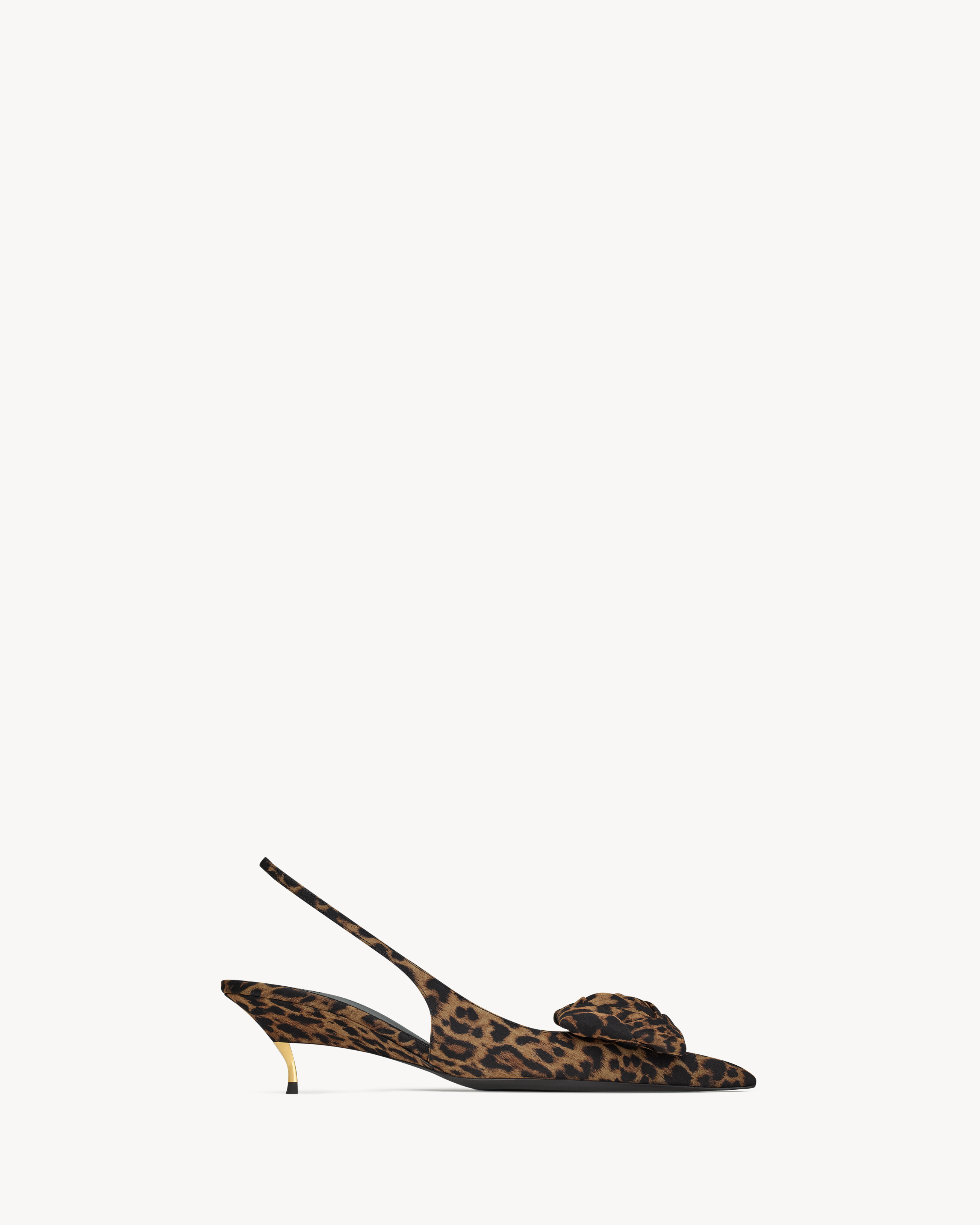 Saint Laurent Dakota Slingback Pumps In Leopard Silk Muslin - Black - Women - 40.5 | Saint Laurent Inc. (Global)