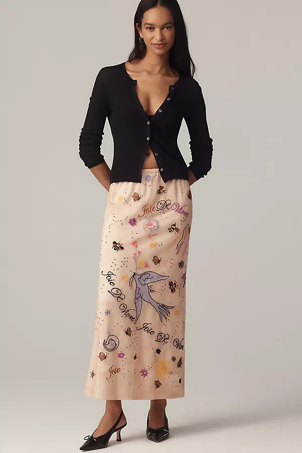 By Anthropologie Icon Embroidered Slim Maxi Skirt | Anthropologie (US)