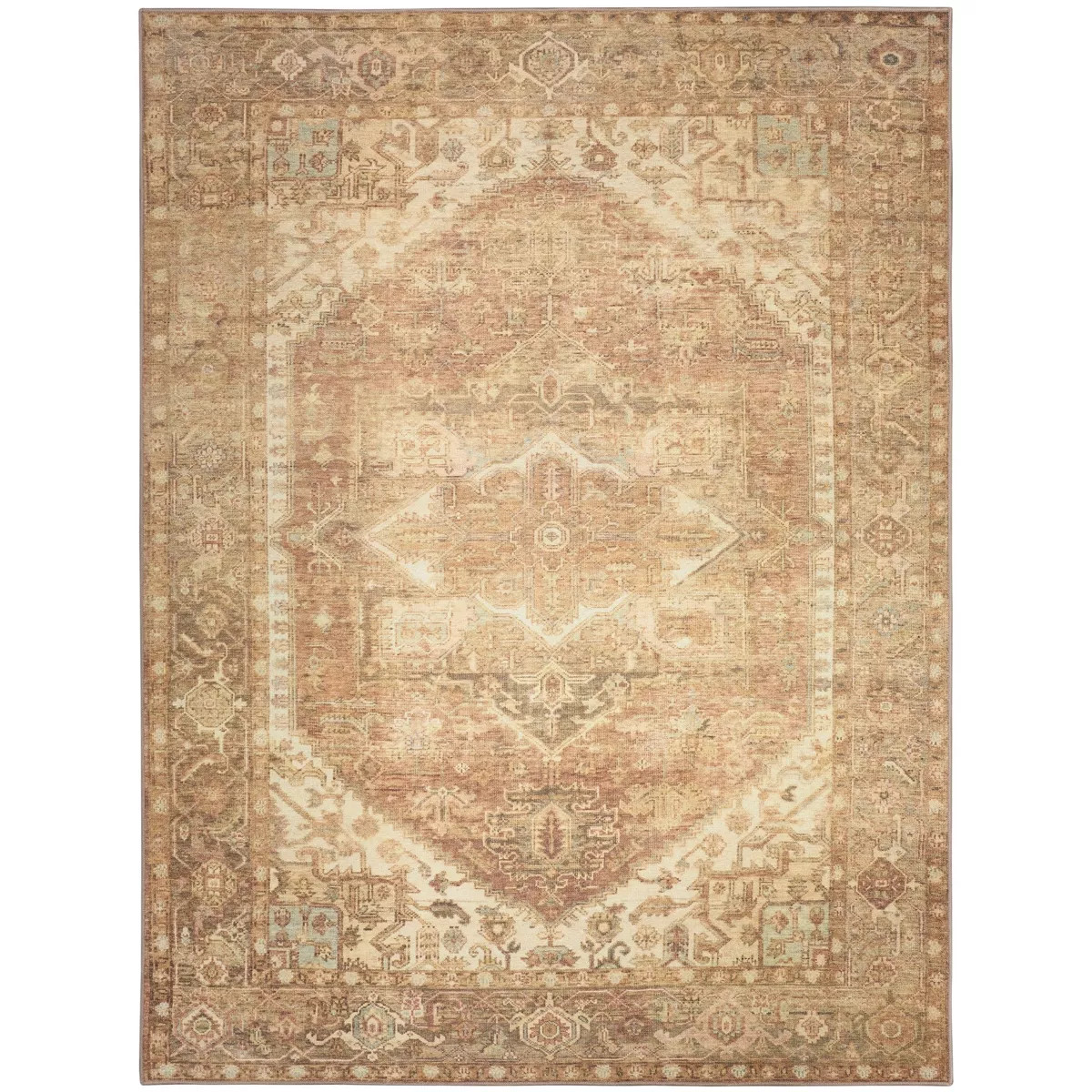 Nourison Vintage Washables 9' x 12' Gold Vintage Indoor Non-Slip Flatweave Rug | Target