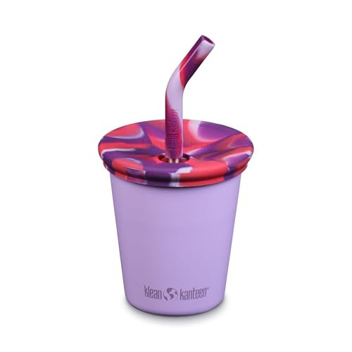 Klean Kanteen Kid's Cup with Straw Lid - Dishwasher-Safe Cup for Children with Flexible, Reusable Straw - Crocus Petal, 10 oz | Amazon (US)